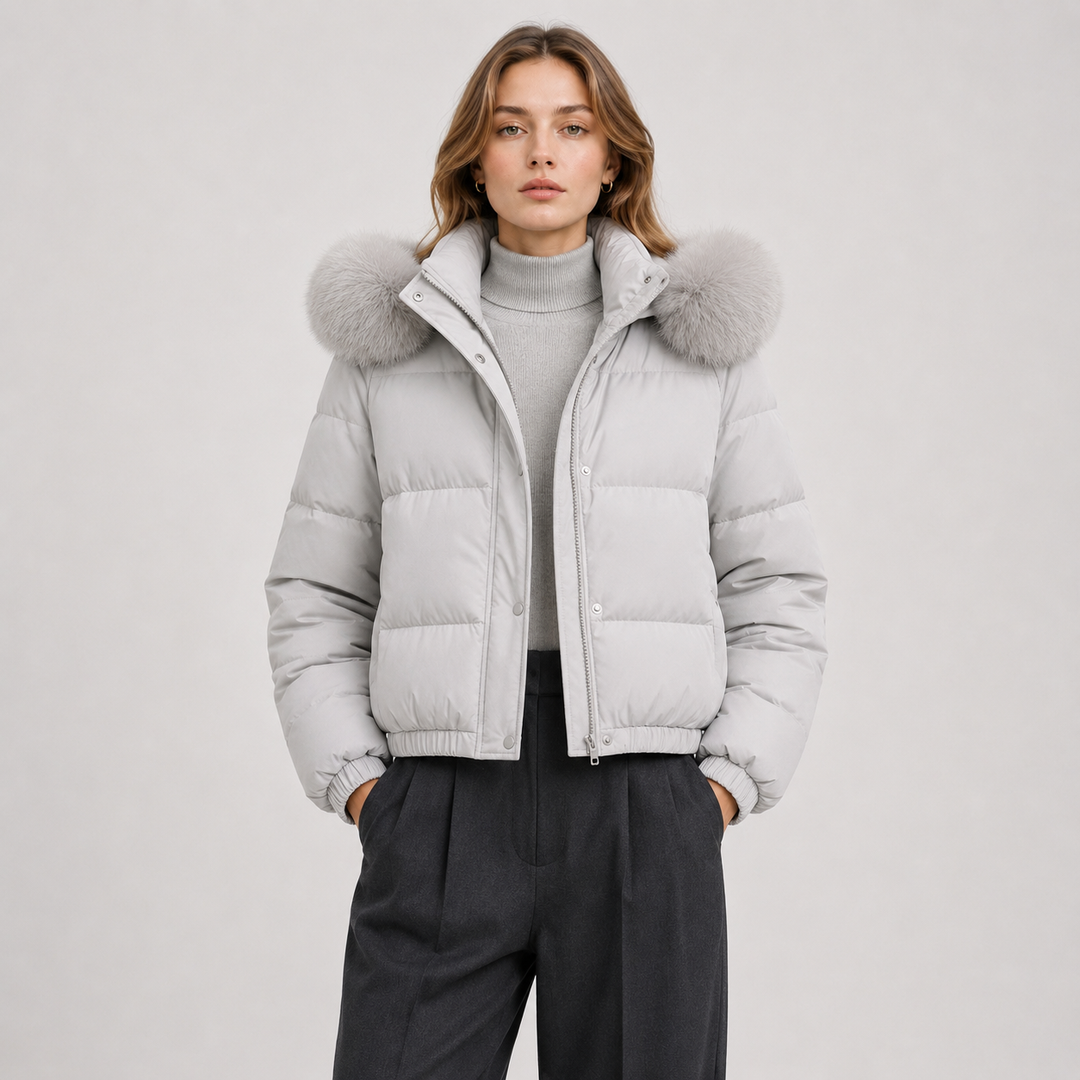 Women's Winter Puffer Jacket Thickened Warm Fur Collar Hooded