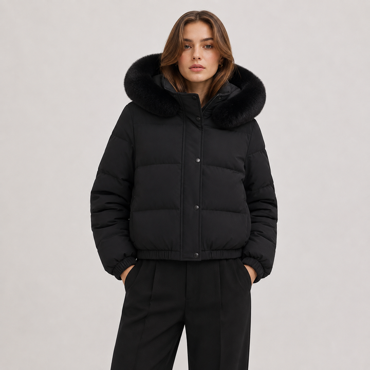 Women's Winter Puffer Jacket Thickened Warm Fur Collar Hooded