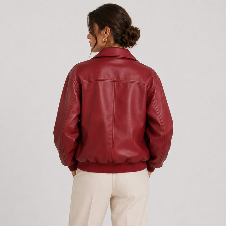 Women's Leather Look Jacket Timeless Red Heritage Silhouette