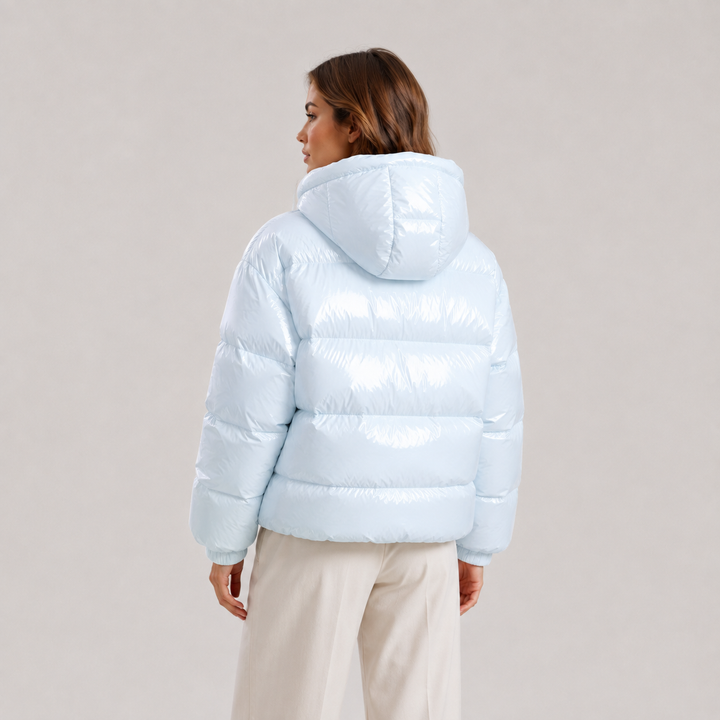 Women's Puffer Jacket Warm Hooded Zipper Coat