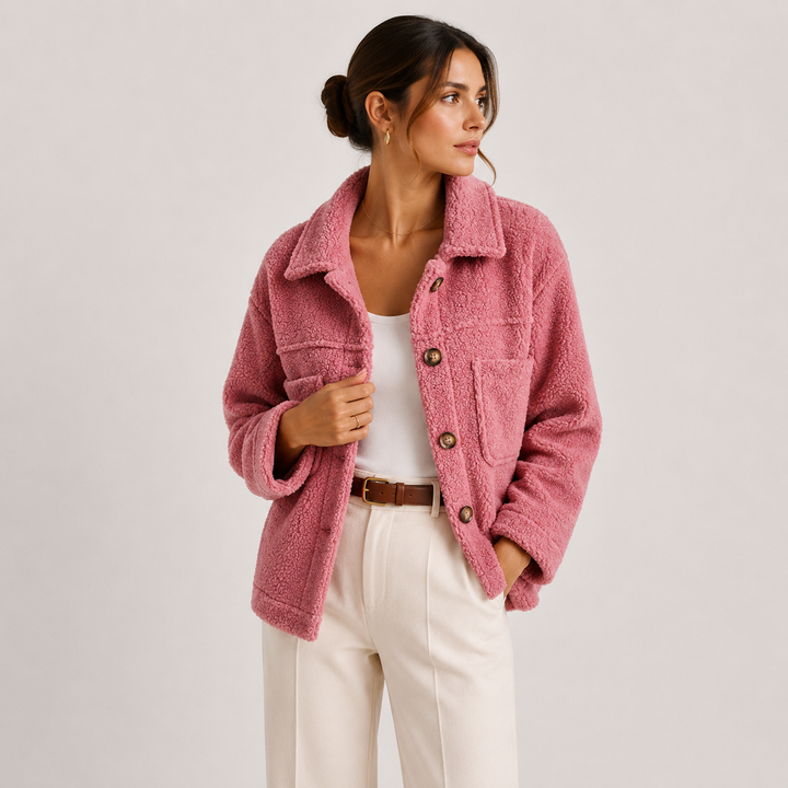 Women's Plush Sherpa Jacket Cozy Lightweight Casual Shacket