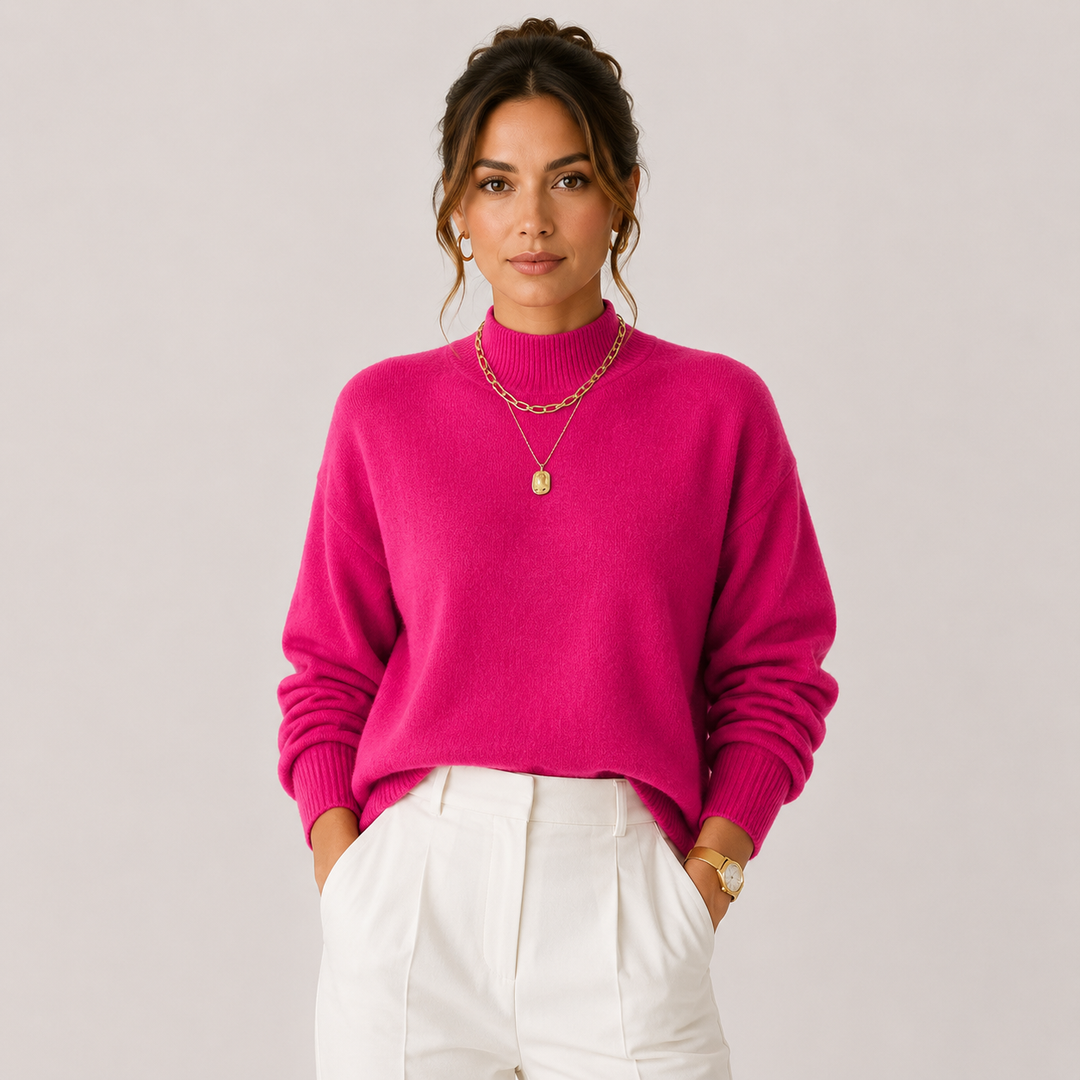 Women's Knit Turtleneck Sweater Cozy Lightweight Winter Pullover