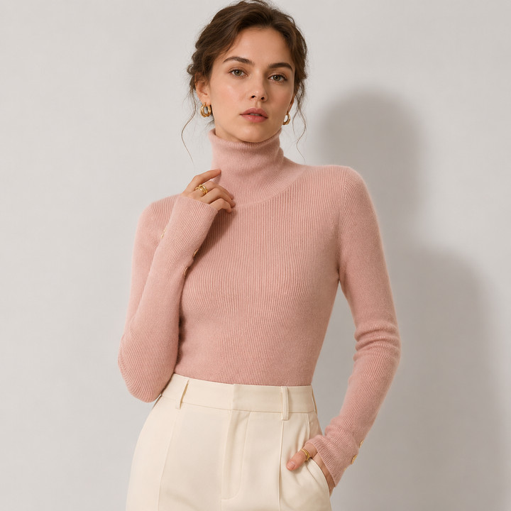 Women's Cashmere Look Turtleneck Lightweight Warm Knit Pullover
