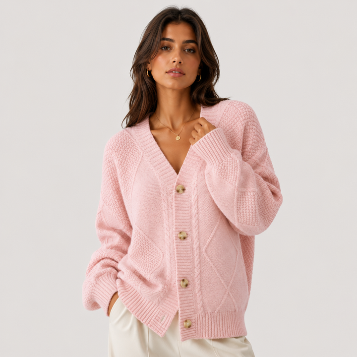 Women's Premium Knit Cardigan Cozy Long Sleeve Button Sweater