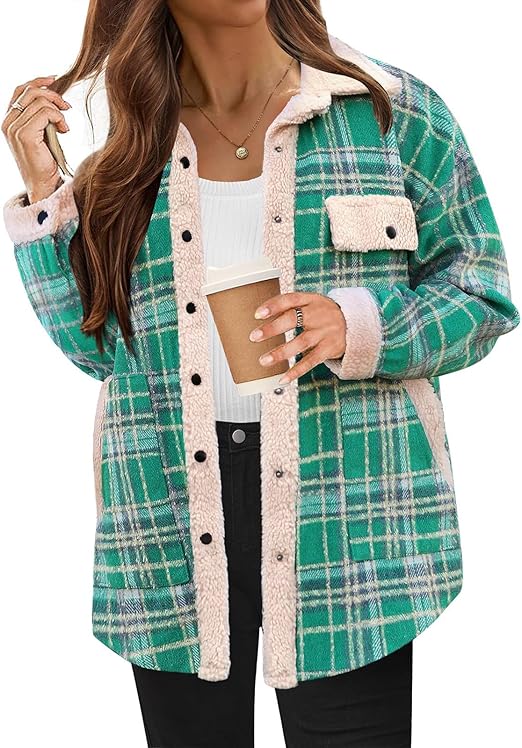 Women's Cozy Plaid Fleece Jacket