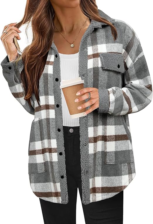Women's Cozy Plaid Fleece Jacket