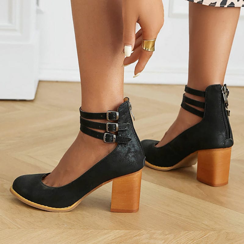 Ariana |  Triple Buckle Heels
