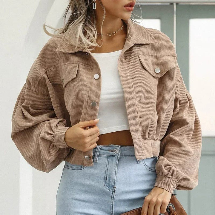 Brielle | Corduroy Cropped Bomber Jacket for Women