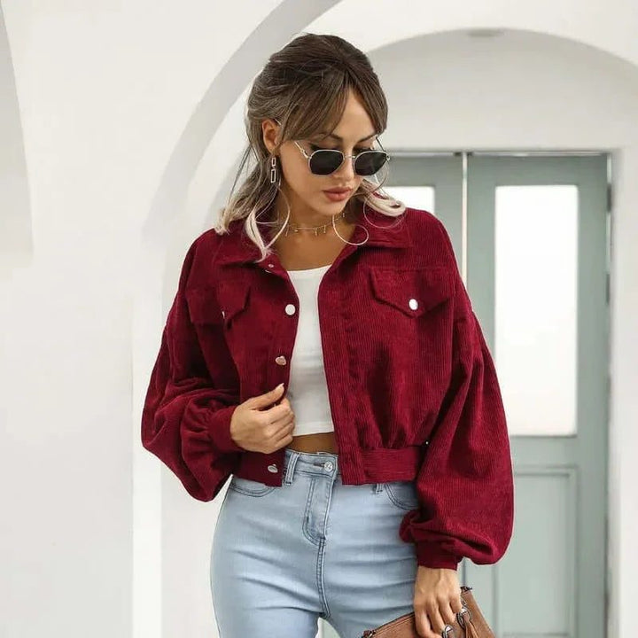 Brielle | Corduroy Cropped Bomber Jacket for Women