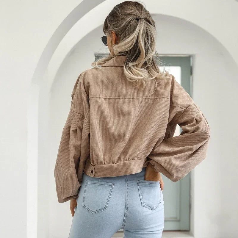 Brielle | Corduroy Cropped Bomber Jacket for Women