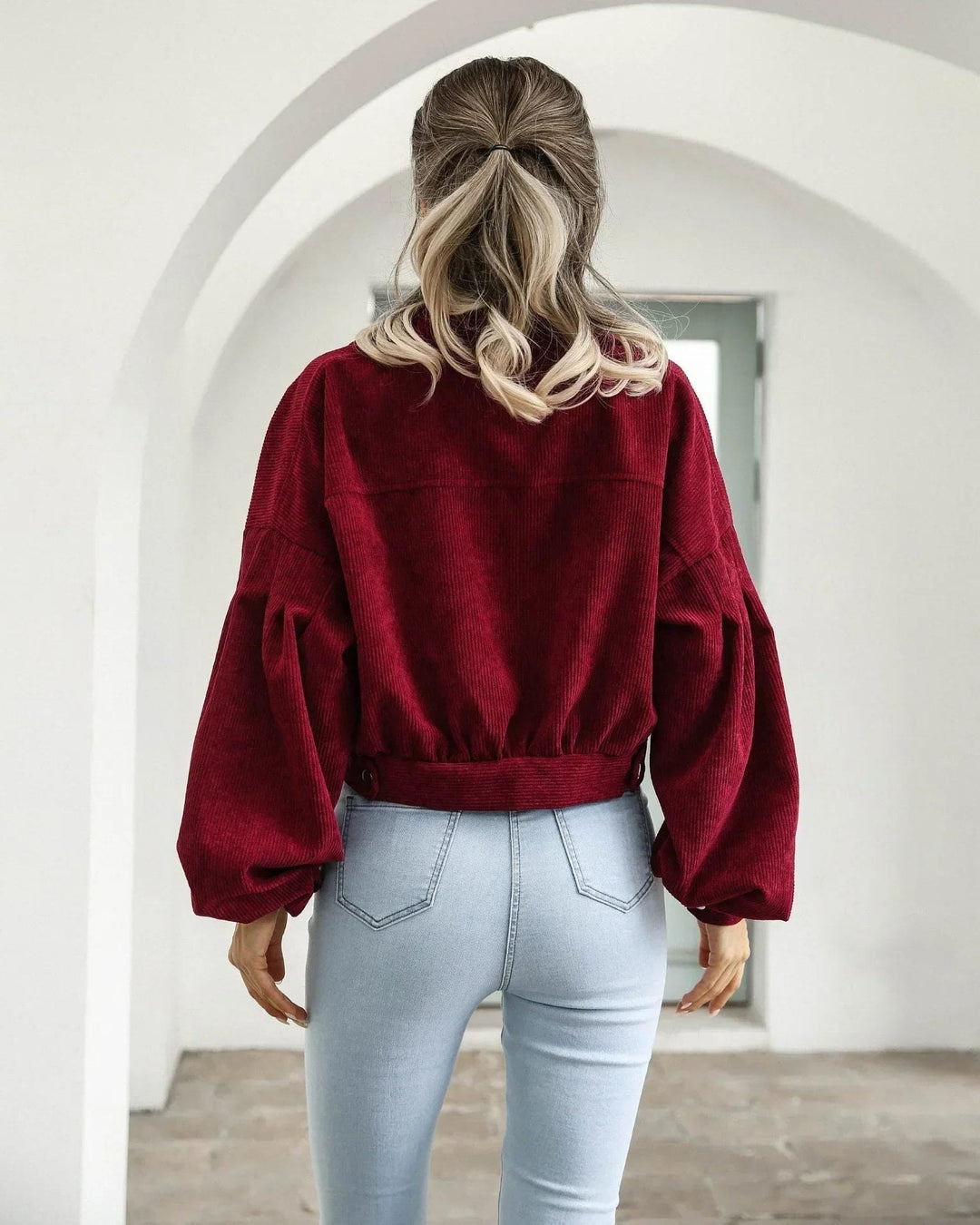 Brielle | Corduroy Cropped Bomber Jacket for Women