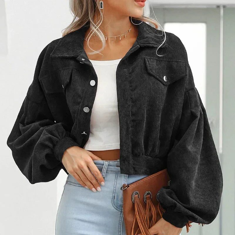 Brielle | Corduroy Cropped Bomber Jacket for Women