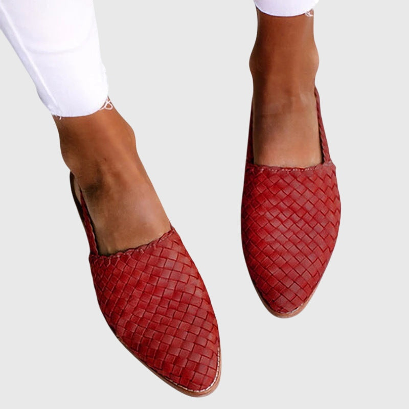 Leah | Woven Open Toe Loafers for Women