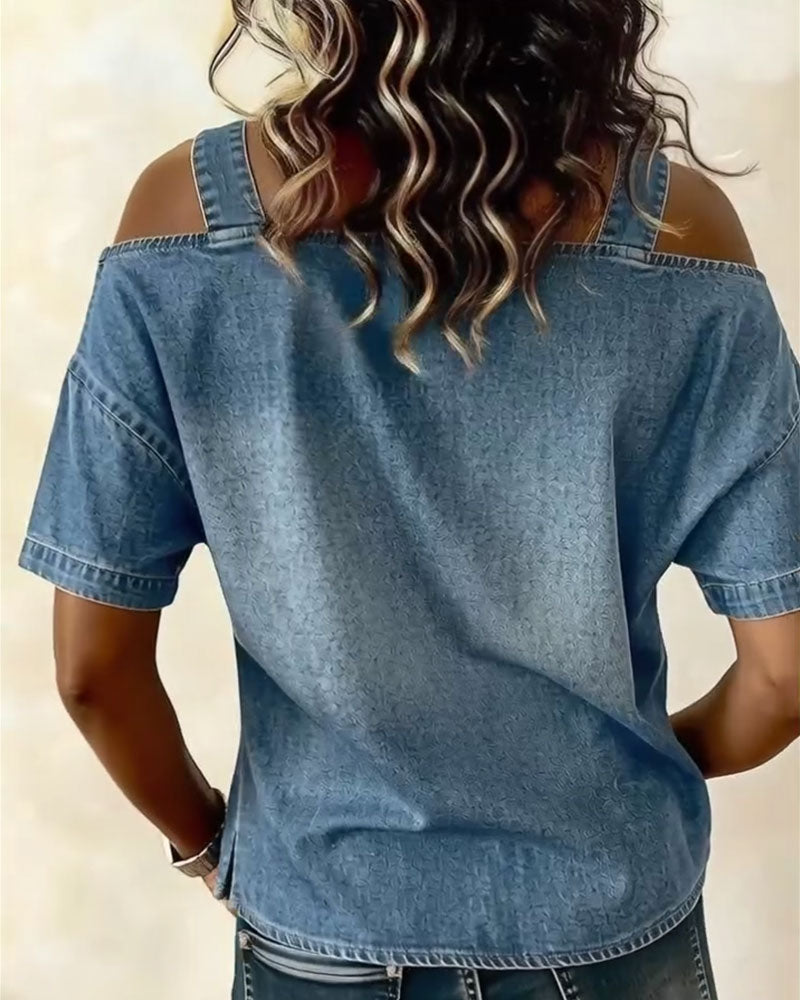 Ademende Top van Denim met Schouderbandjes