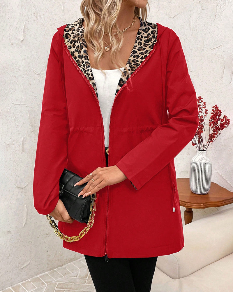 Farida | Zip-Up Reversible Leopard Print Coat for Women