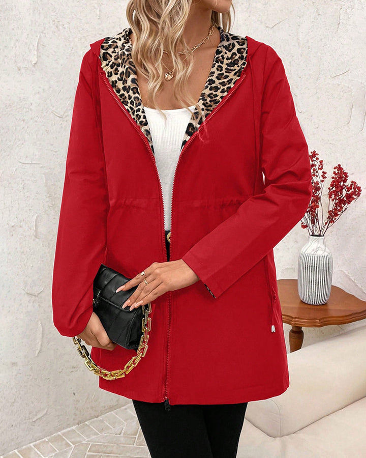 Farida | Zip-Up Reversible Leopard Print Coat for Women