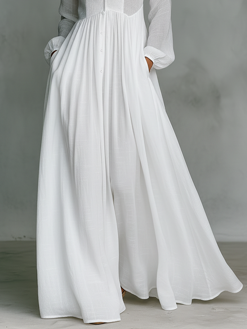 Flowing Button-Front Maxi Dress