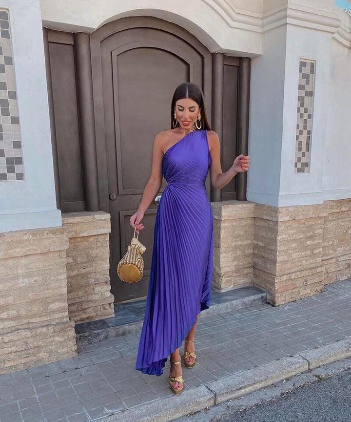 Xochitl | Wedding Guest One-Shoulder Asymmetric Midi Dress for Women