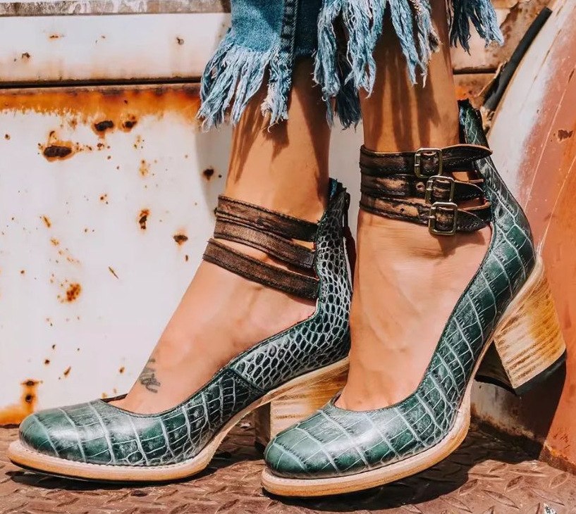 Elsa | Block Heel Ankle Strap Booties for Women