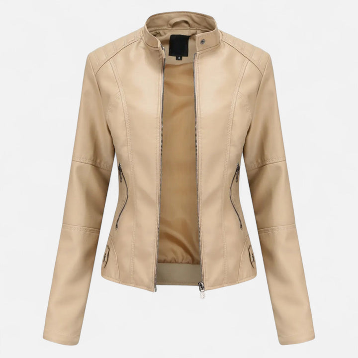 Zuri | Cropped Zip-Up Leather Jacket for Women
