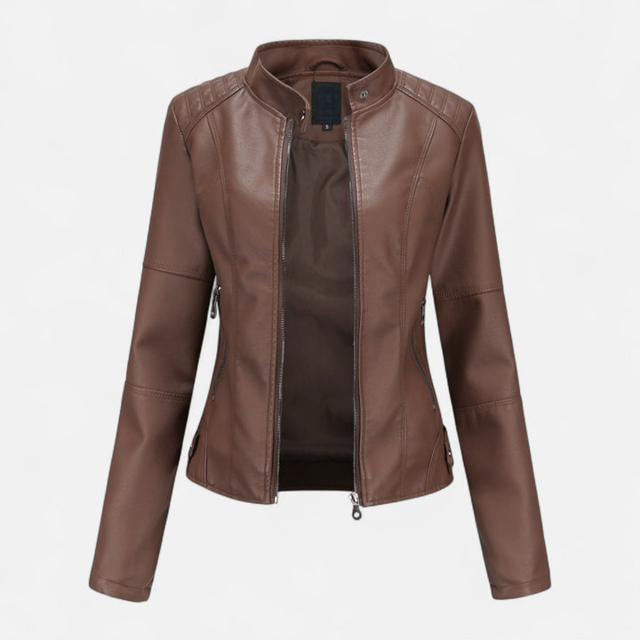 Zuri | Cropped Zip-Up Leather Jacket for Women