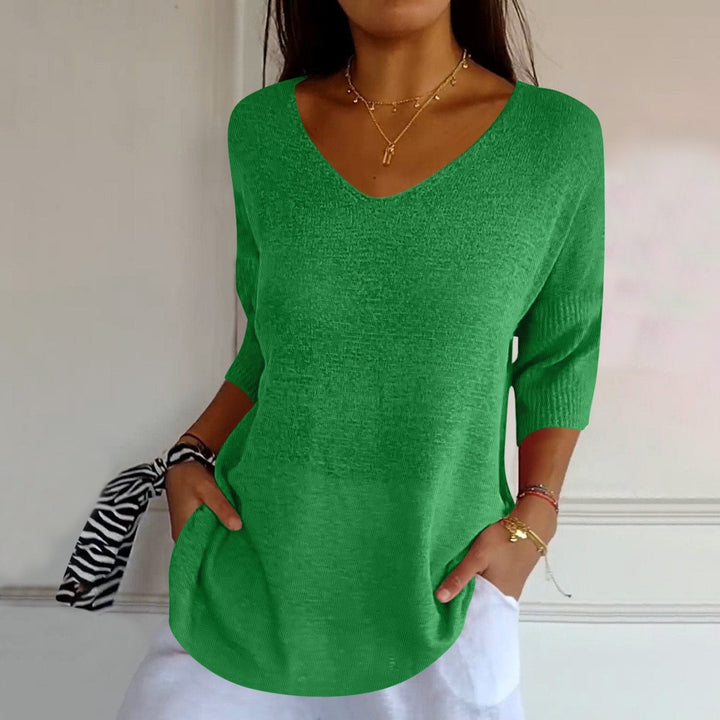 Fenella - Casual Solid Color Work Top