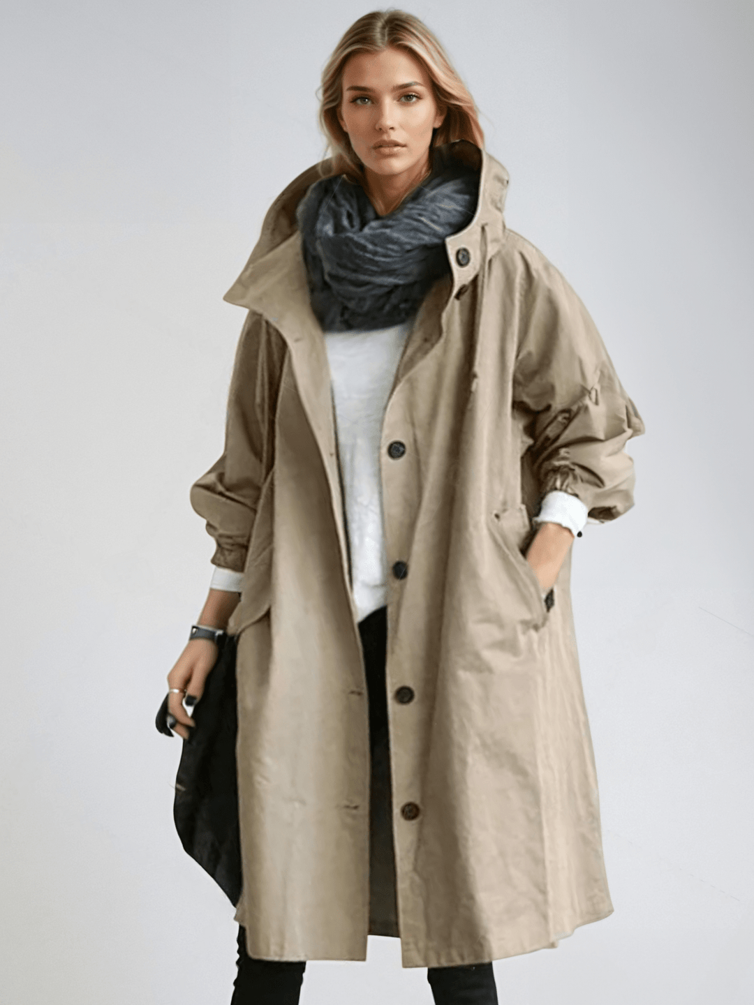Tamora | Oversized Button-Down Trench Coat for Women