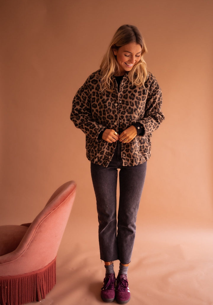 Emmaline | Leopard Print Bomber Jacket for Women
