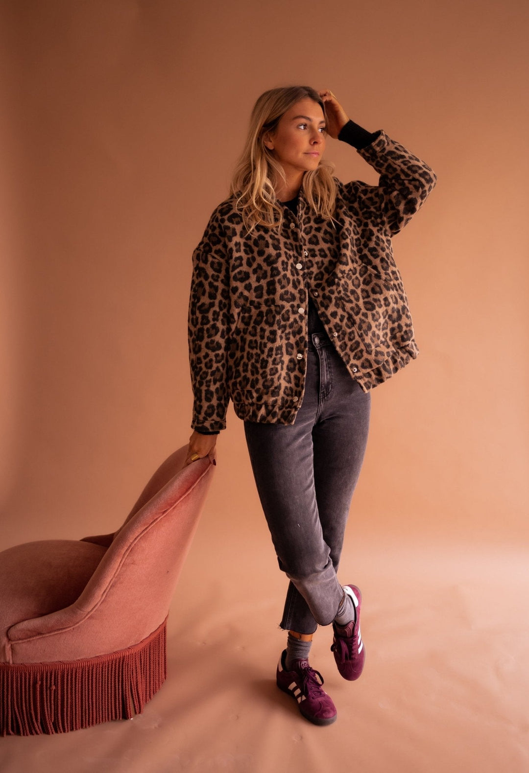Emmaline | Leopard Print Bomber Jacket for Women