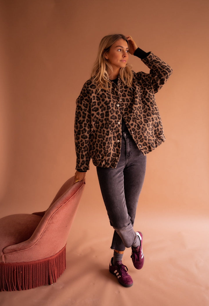 Emmaline | Leopard Print Bomber Jacket for Women