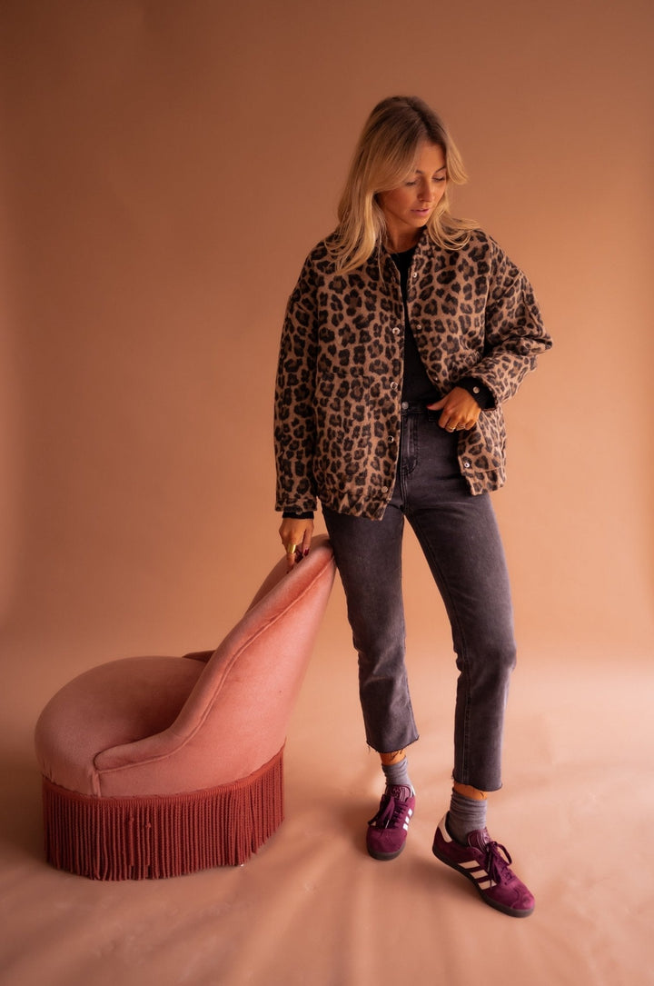 Emmaline | Leopard Print Bomber Jacket for Women