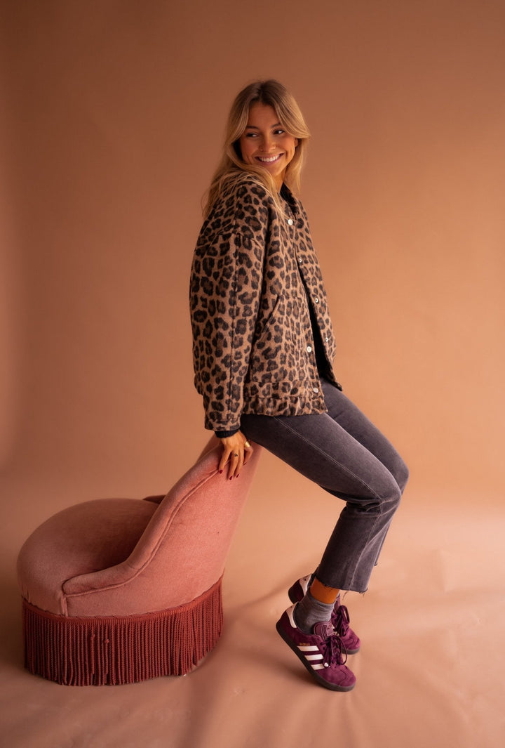 Emmaline | Leopard Print Bomber Jacket for Women