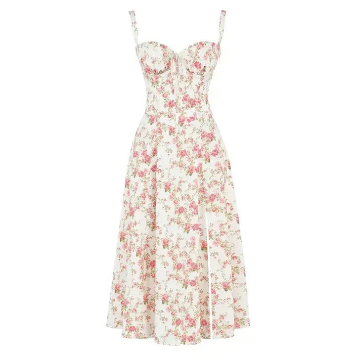 Floral Chic Corset Midi Dress