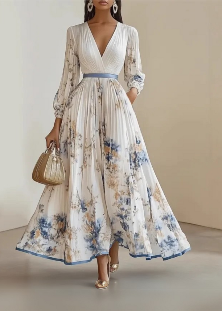 Timeless Floral Pleated Maxi Dress