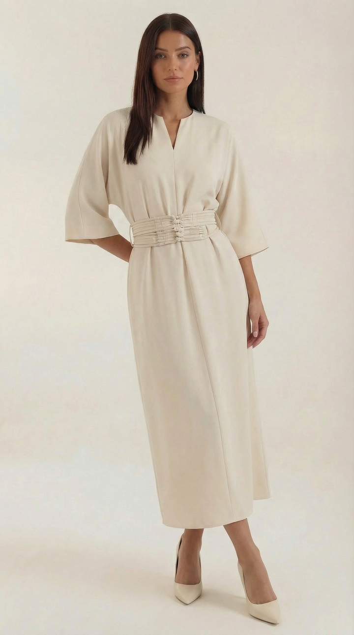 Belted Waist Maxi Dress