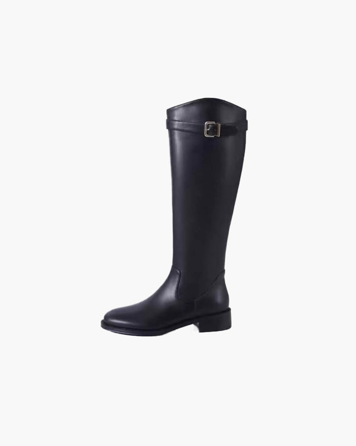 CORA | Block Heel Knee High Boots | Round Toe T…