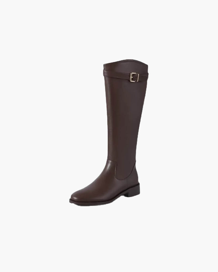CORA | Block Heel Knee High Boots | Round Toe T…
