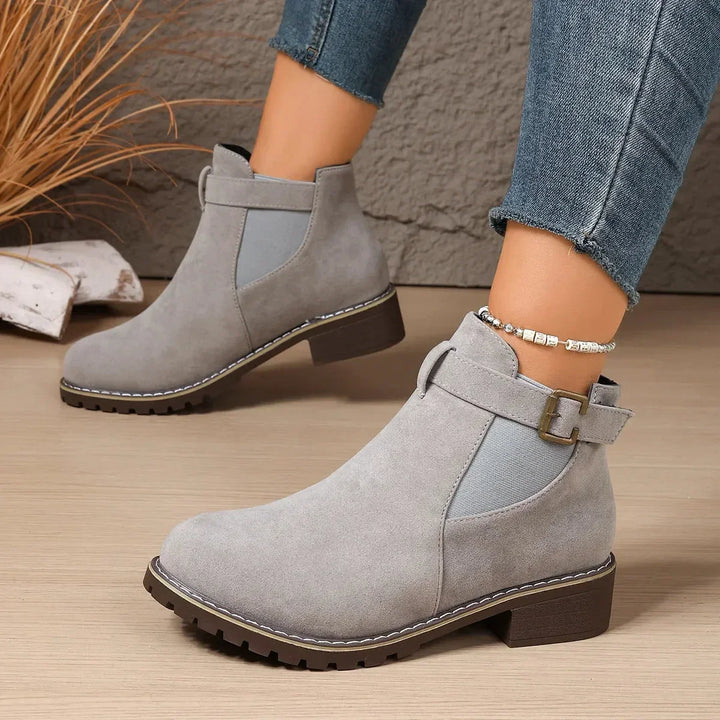 Stylish Buckle Ankle Boots