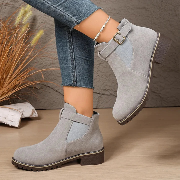 Stylish Buckle Ankle Boots