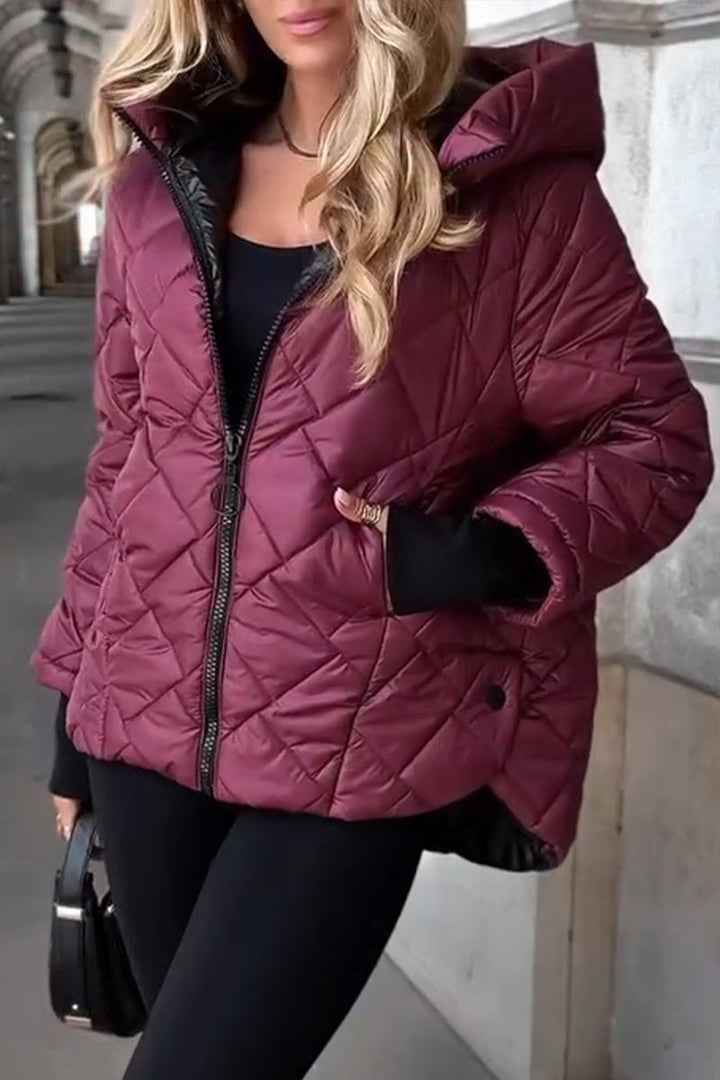 Aspen | Women's Hooded Diamond-Quilted Relaxed-Fit Zip-Up Puffer Jacket